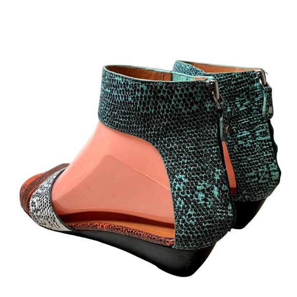 Rebecca Minkoff Sandals Womens 7.5 Wedge Ankle Strap Zip Multicolor Animal Print - Picture 12 of 16